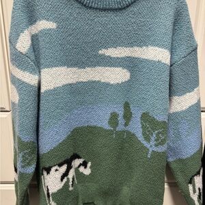 Scenic Green and Blue Sweater